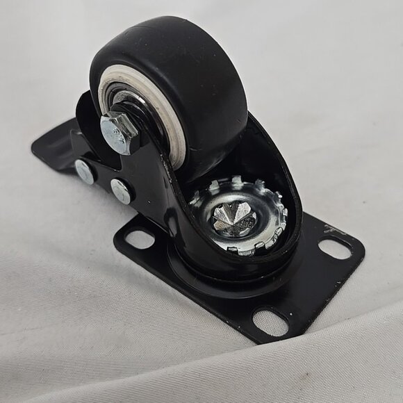 Set of 2 Heavy Duty Swivel Plate Casters with Lock Brakes 1.5" PVC Wheels - Picture 5 of 5